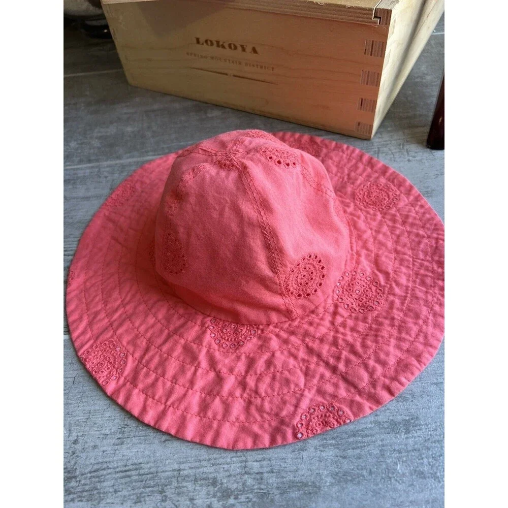 GIGGLE Healthy Happy Baby Pink Eyelet Cotton Beach Summer Sun Bucket Hat 6-12m